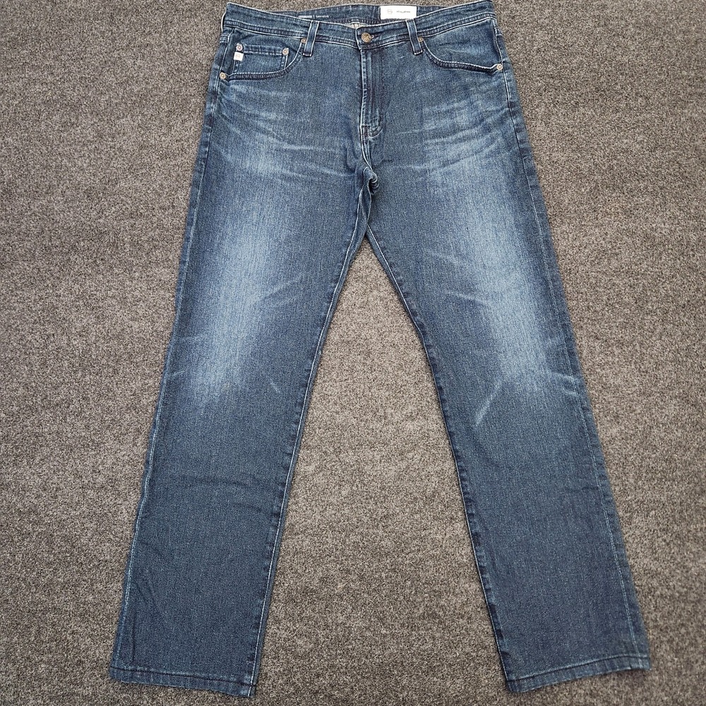 AG Adriano Goldschmied The Graduate Jeans Mens 34x33 Blue Straight Stretch Denim
